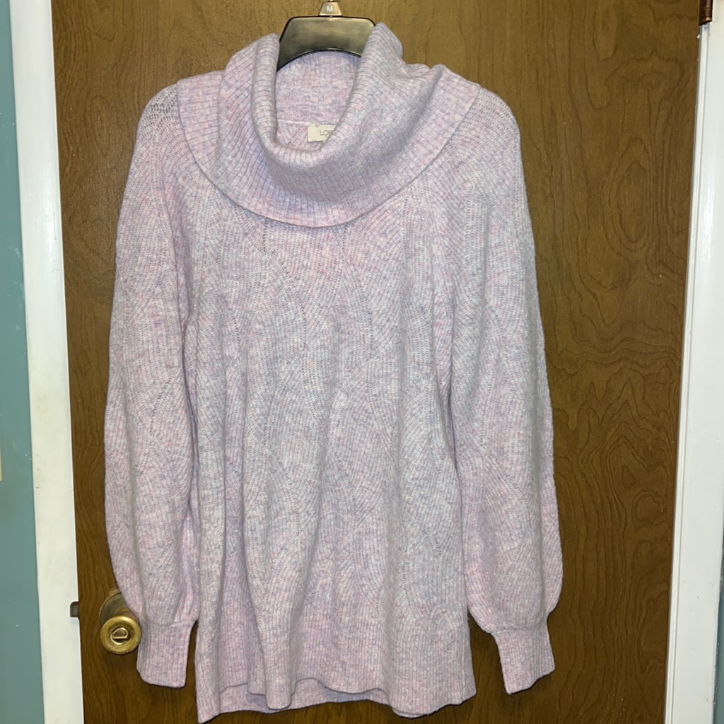 Nwt Loft Pink/Purple Cowl Neck Sweater Size L